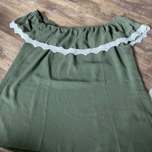 Olive green off shoulder top